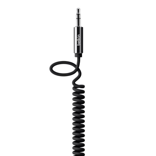 Belkin Cabo Jack 3.5mm Coiled Aux de 1.8m Black - AV10126CW06-BLK