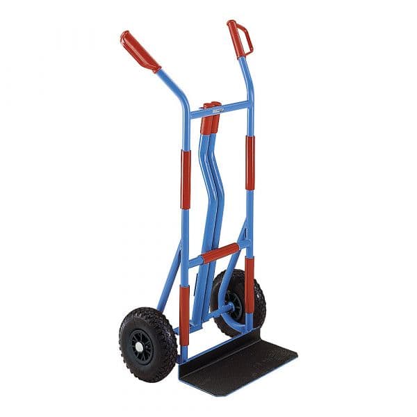 Eurokraft Carro para Sacos em Aço, Modelo: Carrinho de Deslocamento e de Transporte, Travessas de Suporte Práticas Azul Claro Ral 5012 - M5022-155381
