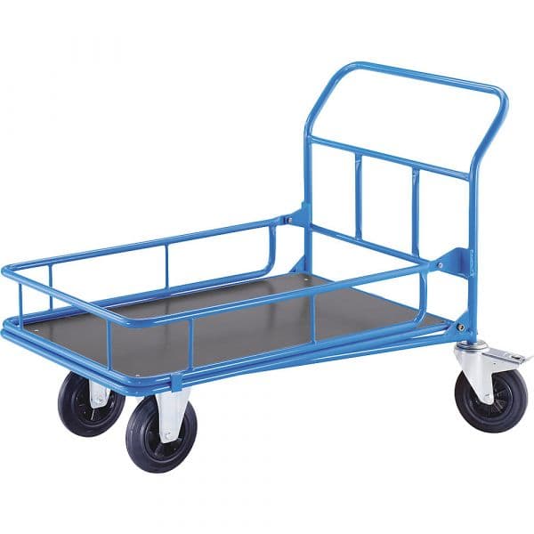 Eurokraft Carro Cc Plataforma, Gradeamento, 300 Kg, 2 Rodas Orientáveis Travão Duplo Azul Claro Ral 5012 - M8850-243426