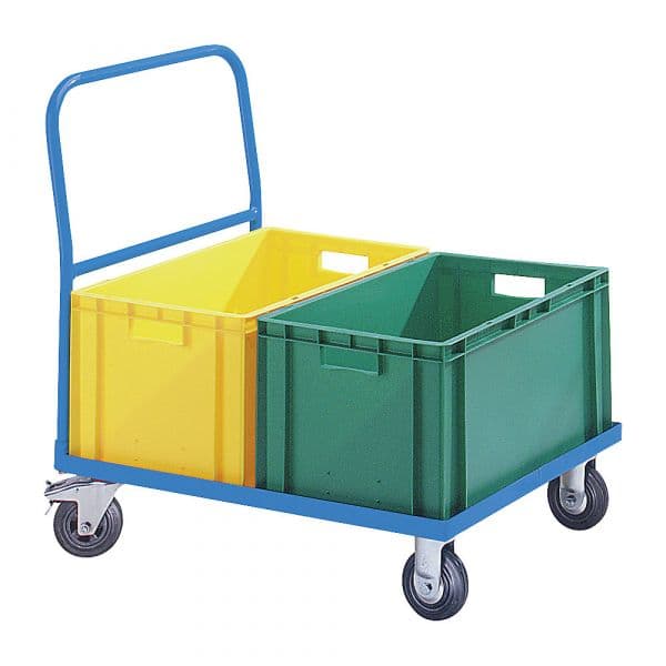 Eurokraft Carro de Armazém em Aço, Armação Cxl 810 X 610 mm, para Caixas Empilháveis, 200 Kg Azul Claro Ral 5012 - M7518-401315