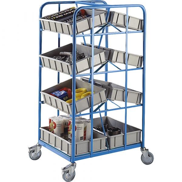 Eurokraft Carro para Assistência e Disposição, Cxlxa 810 X 660 X 1520 mm, 300 Kg Azul Claro Ral 5012 - M8014-716242