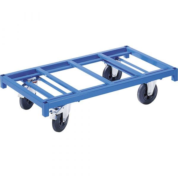 Eurokraft Carro de Plataforma Modular, 1200 Kg, 1300 X 700 mm, 2 Rodas Orientáveis Bloqueio Duplo, 2 Rodas Fixas Azul Claro Ral 5012 - M5179-927621