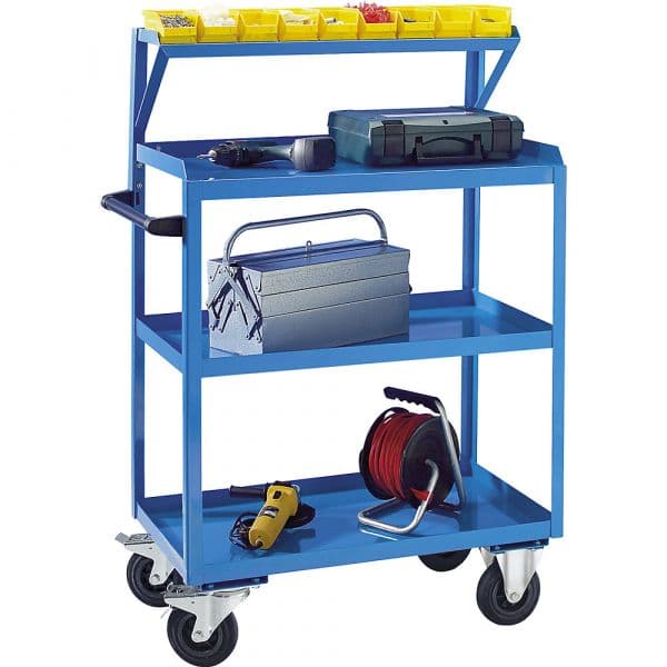 Eurokraft Carro Auxiliar para Montagens, 3 Andares e 1 Encaixe, Azul Claro Ral 5012 Azul Claro Ral 5012 - M88112-942459