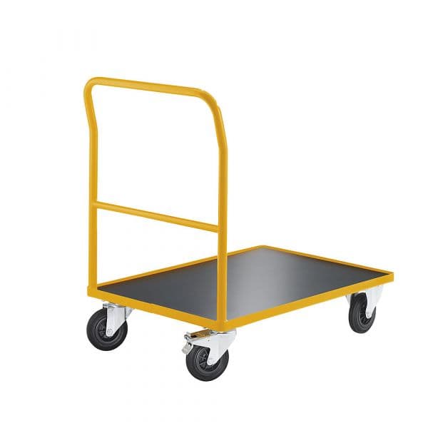 Eurokraft Carro de Plataforma Profissional, Varão de Empurrar Fixamente Soldado, Superfícies de Carga Cxl 1040 X 690 mm Amarelo Melão Ral 1028 - M82162-942471