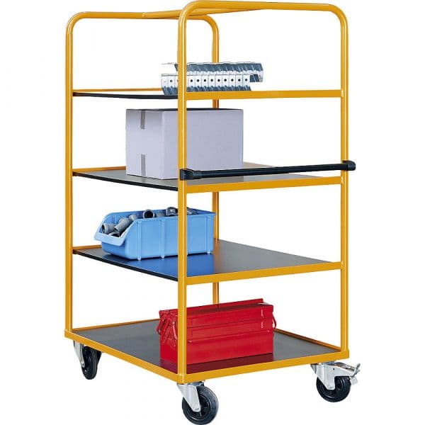 Kaiser+kraft Carro de Prateleiras e Carro de Andares Profissional, 3 Andares, Cxlxa 1350 X 800 X 1750 mm Amarelo Melão Ral 1028 - M82145-942483