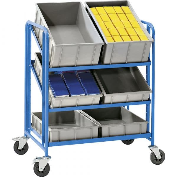 Eurokraft Carro de Andares para Caixas Euro, 6 Caixas, Cxlxa 885 X 620 X 1100 mm Azul Claro Ral 5012 - M1017538-968325