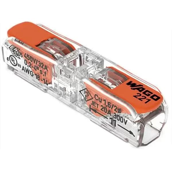 Ligador rápido 2 fios em linha 0.2 a 4mm² (Pacote 10 uni.) 221-2411 - Wago