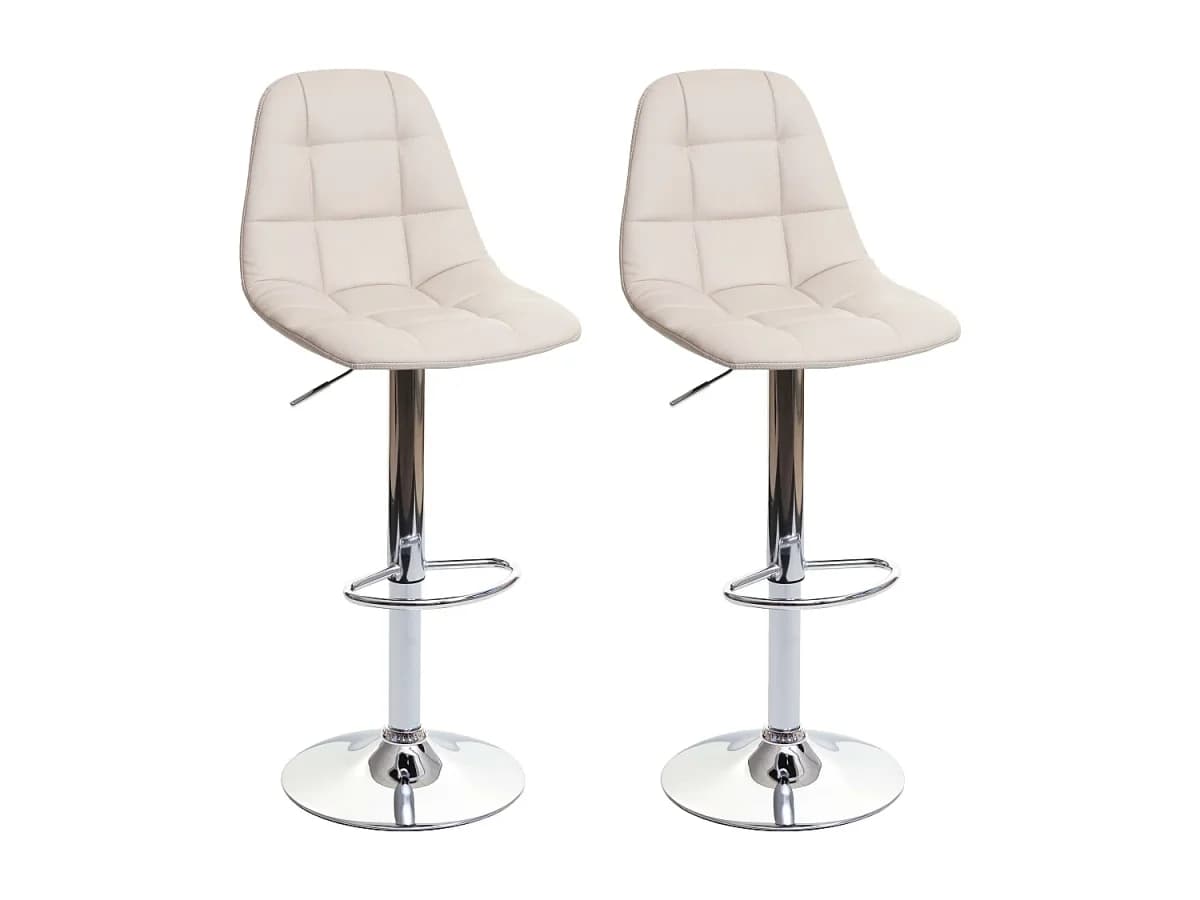 Banco de bar MCW-A67 (conjunto de 2), bege-creme, imitação de pele