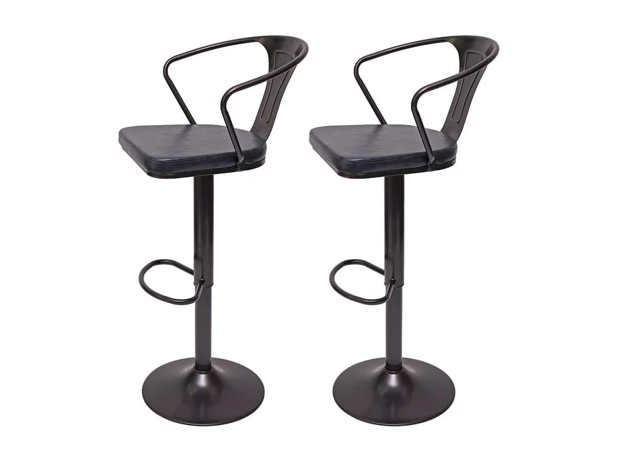 Banco de bar MCW-H10b (conjunto de 2), vintage preto-castanho