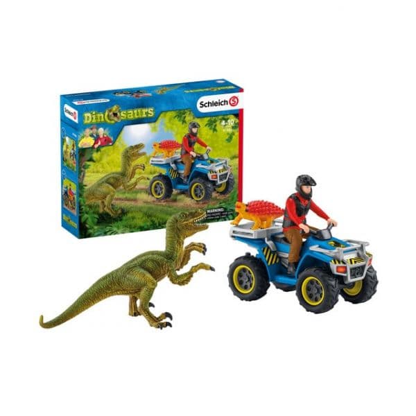 Schleich Dinosaurs Fuga em Quad de Velociraptor - 41466
