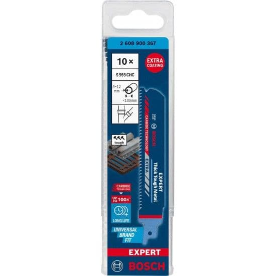 Bosch Conjunto Professional Expert S955chc Lâmina Grossa de Metal Duro Corte de Serra 10 Unidades Transparente