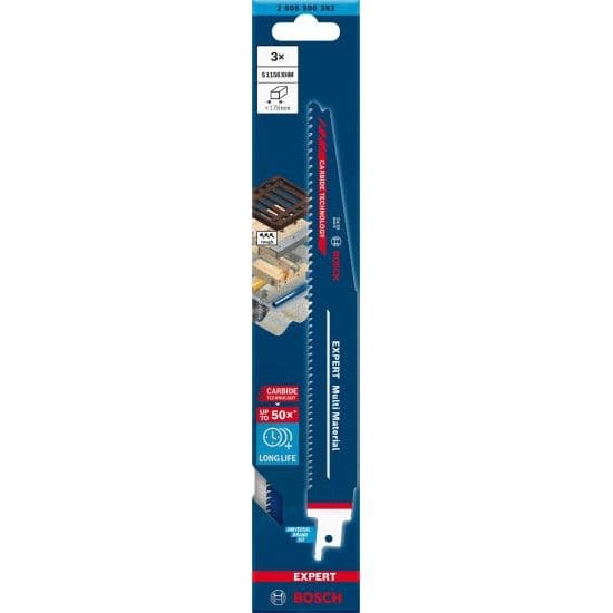 Lâmina de serra sabre S 1156 XHM EXPERT ?Multi Material? 3 un. refª 2608900392 BOSCH