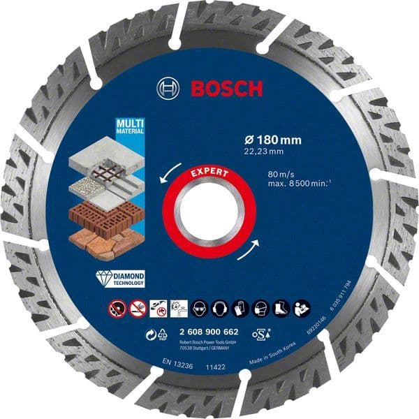 Bosch Discos de Diamante Expert Multimaterial 180X22.23X2.4X12MM - 10082648