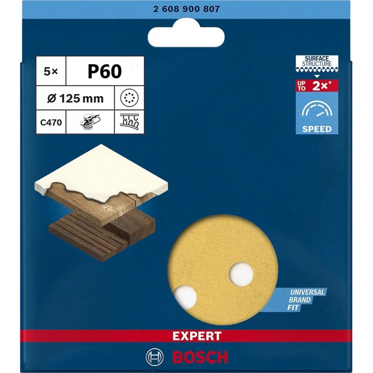 Lixas 125mm Gr60 Expert C470 8 furos (5pç) refª 2608900804 BOSCH - 2.608.900.804 - Ferramentaspro.pt