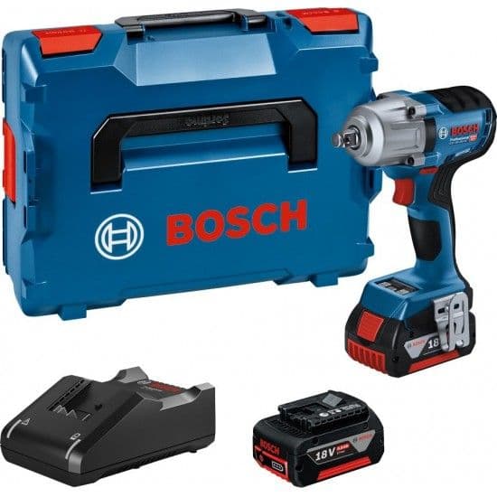 Bosch Chave de Impacto GDS 18V-450 HC 1/2" com 2 Baterias 5.0Ah, Carregador GAL18V-40 e Mala L-Boxx