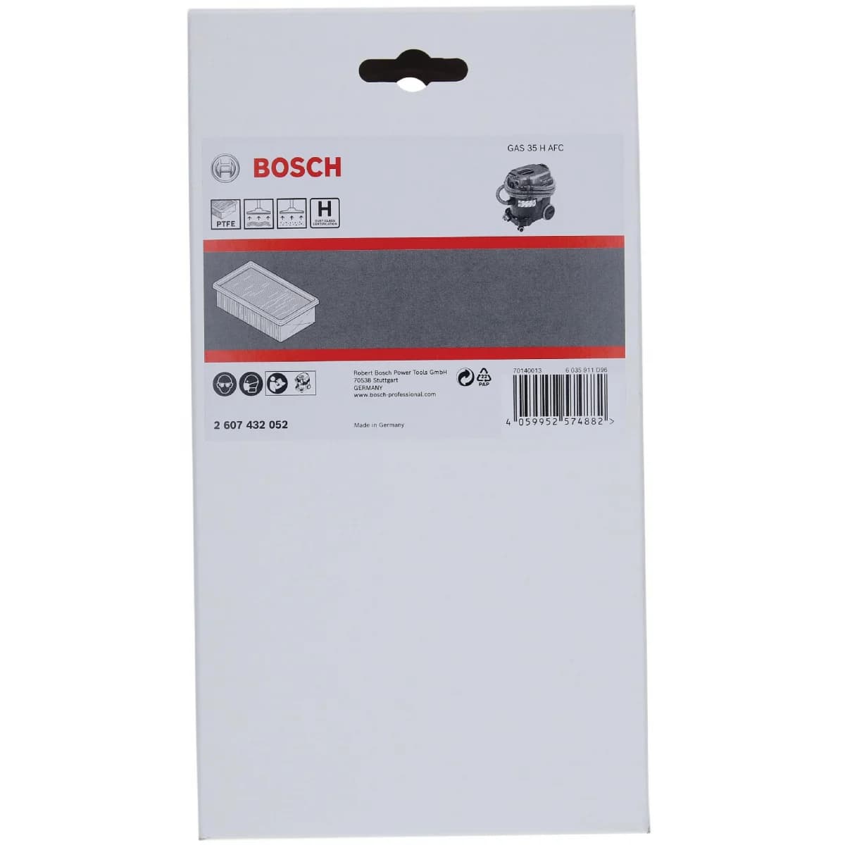 Filtro plano com pregas, Classe H (HEPA), PTFE refª 2607432052 BOSCH - 2607432052 - Ferramentaspro.pt