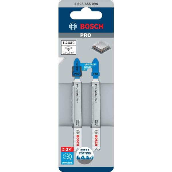 Bosch Lâmina de Serra Vertical PRO Metal Thin T121GFC para Chapa de Aço 92 mm 2 unidades