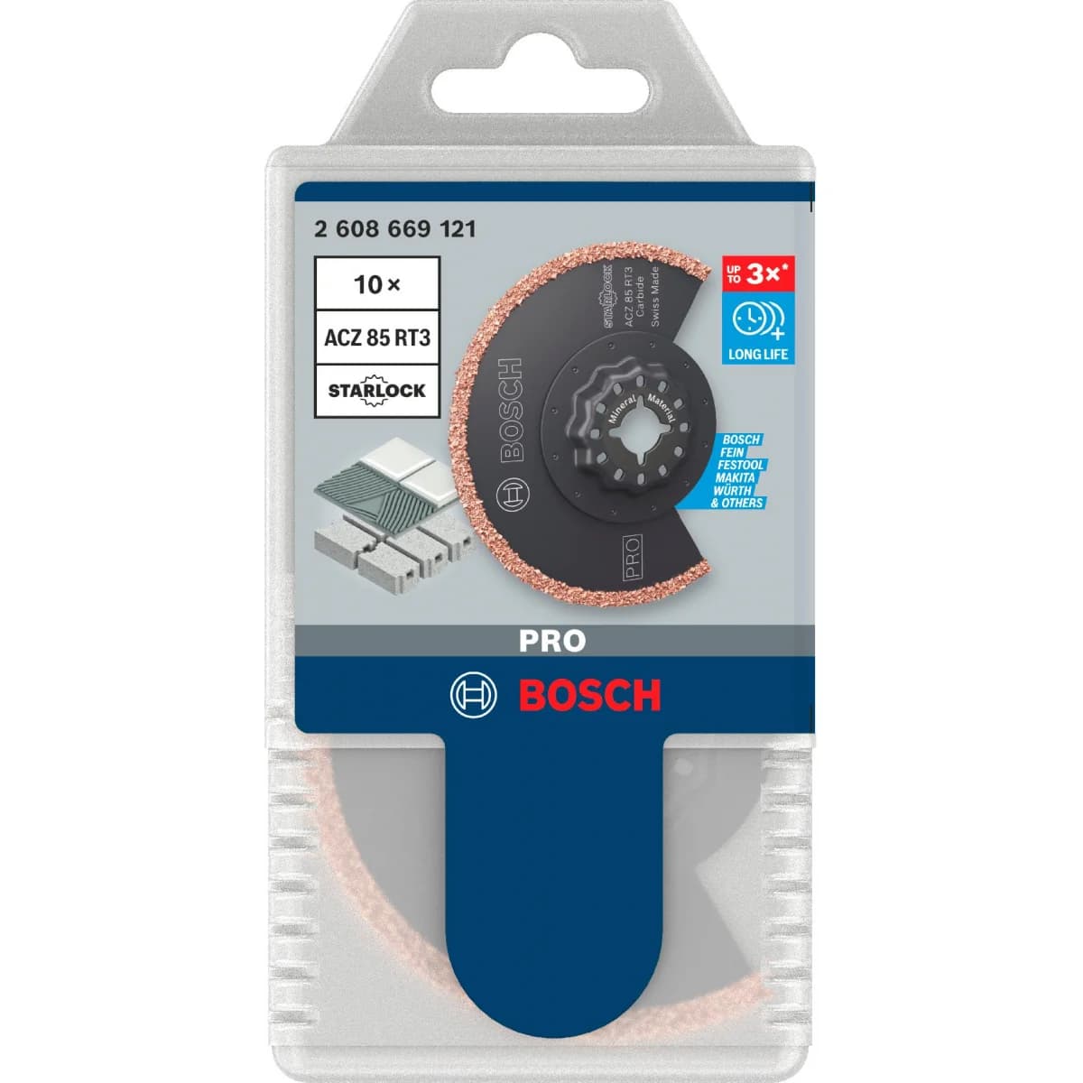 Bosch Lâminas de segmento multimaterial PRO ACZ 85 RT3 para argamassa e betão celular 85 x 2,5 mm 10 unidades