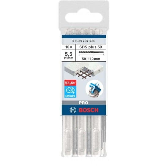 Bosch Broca para Parede Pro SDS Plus-5X 5.5x50x110 mm 10 Unidades