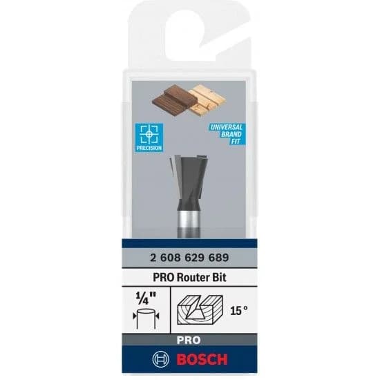 Fresa de malhetar para tupia PRO, 15°, encabadouro de ¼? refª 2608629689 BOSCH - 2608629689 - Ferramentaspro.pt