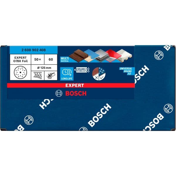 Bosch Disco de Lixa em Folha EXPERT O780, 125mm, G60, 50 Unidades