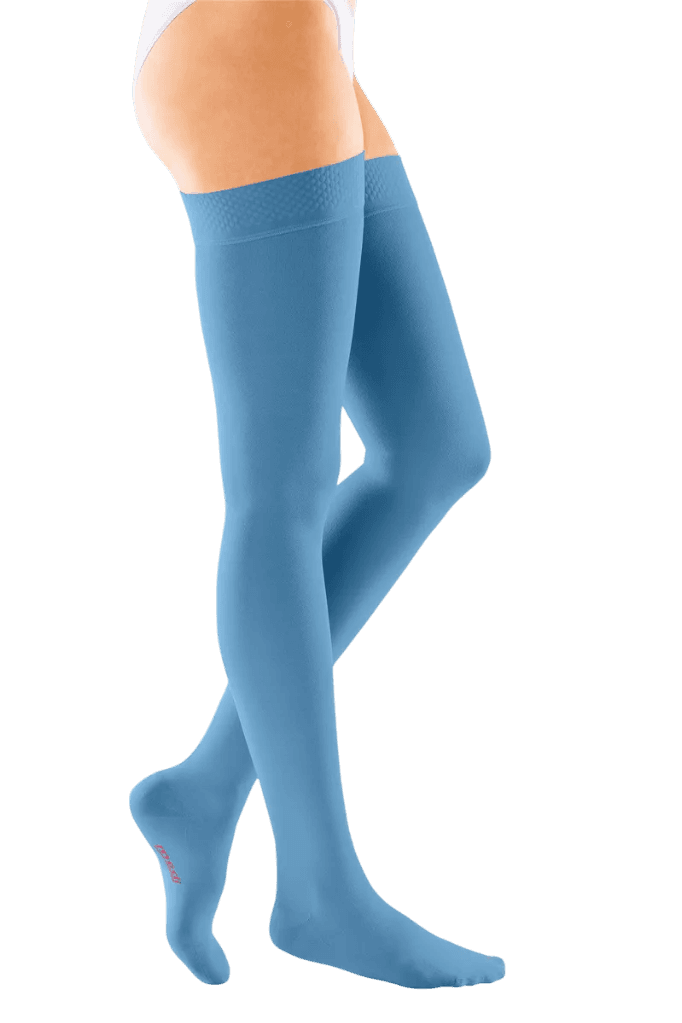 Meia elastica ccl2 c/ banda fixação plus (AZUL, PE ABERTO, II)