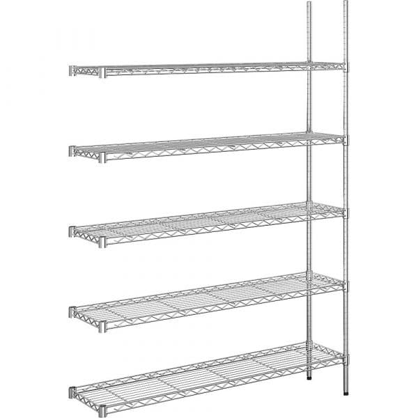 Kaiser+Kraft Estante Gradeada em Arame de Aço Cromada 1220 x 360 mm Estante Adicional Altura 1880 mm 5 Prateleiras