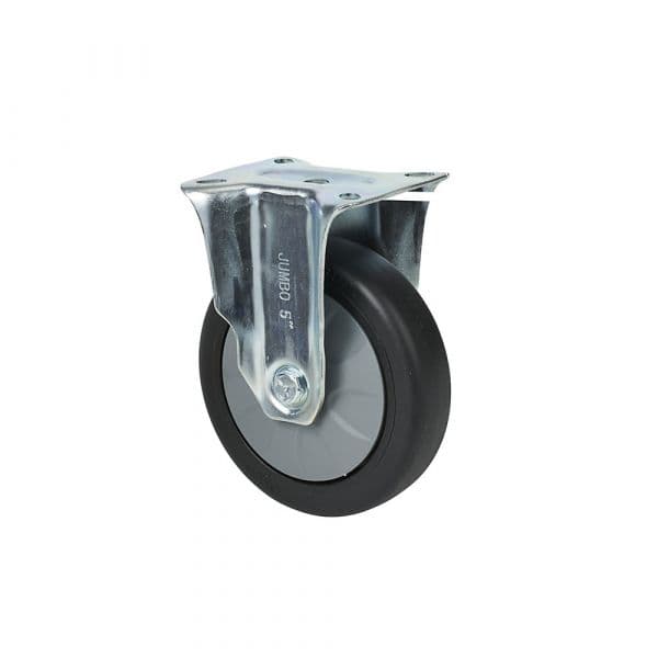 Kaiser+kraft Roda Fixa, Versão Padrão sem Coroa, Poliuretano, Ø 125 mm Preto, Cinzento - M9654732-329053