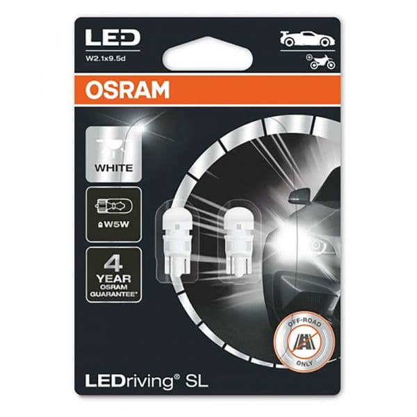 Osram Kit 2 Lâmpadas LED W5W 12V/1W Ledriving® Sl White Blister 12V - 2825DWP-2BL