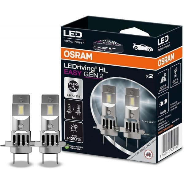 Osram Kit 2 Lâmpadas LED H7/H18 12V/16W Ledriving Hlm Easy GEN2 12V - 64210DWESY2-2HB