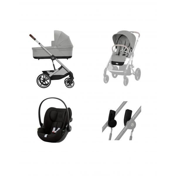 Trio Cybex One Box Balios S Lux + Cloud G i-Size + Adaptadores + Alcofa S Lux Stone Grey