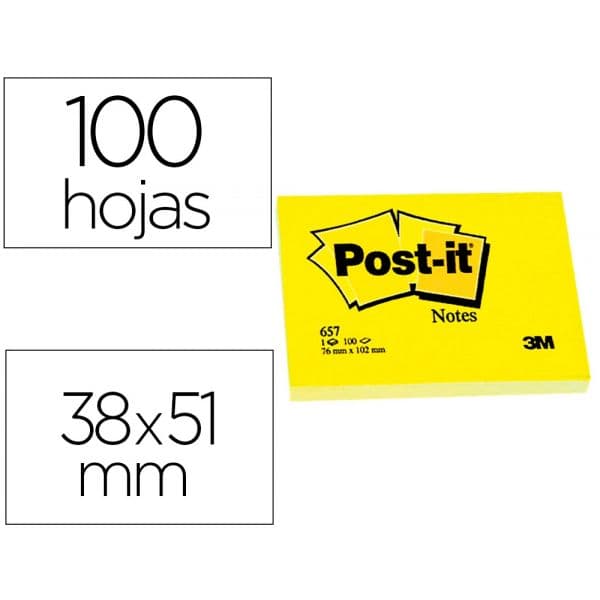 Post-it Bloco de Notas Adesivas 50x38 mm 100 Fls