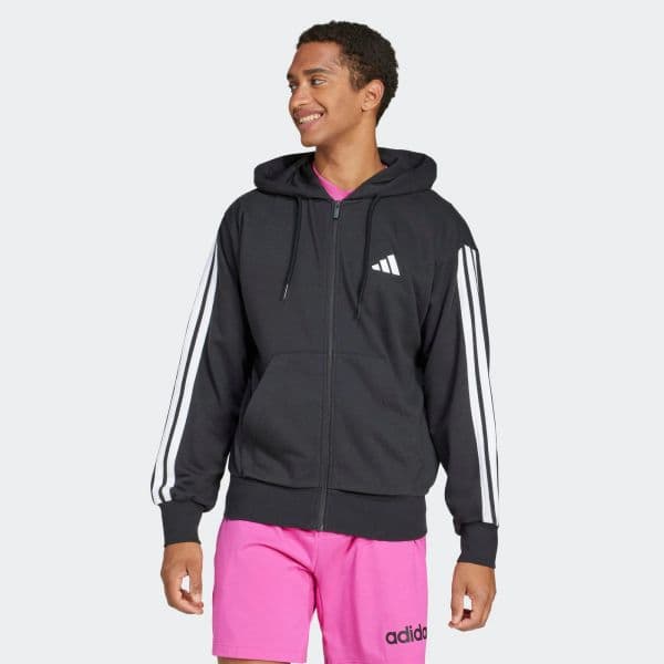 Adidas Casaco com Fecho e Capuz em Algodão Preto-l