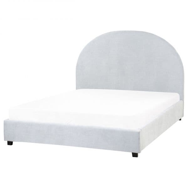 Beliani Cama de Casal King Size Estofada em Tecido de Poliéster Azul Claro 140 x 200 cm
