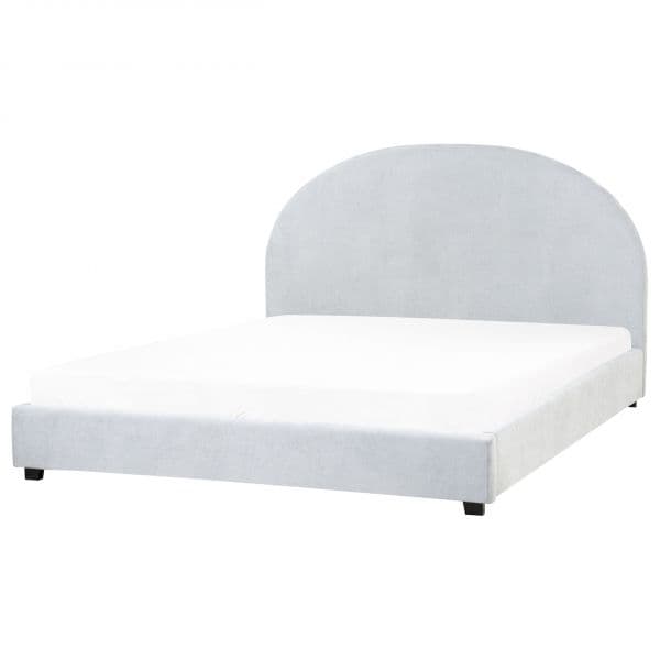 Beliani Cama de Casal King Size Estofada em Tecido de Poliéster Azul Claro 160 x 200 cm