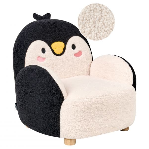 Beliani Poltrona Baixa em Forma de Pinguim Estofada em Tecido Bouclé Preto