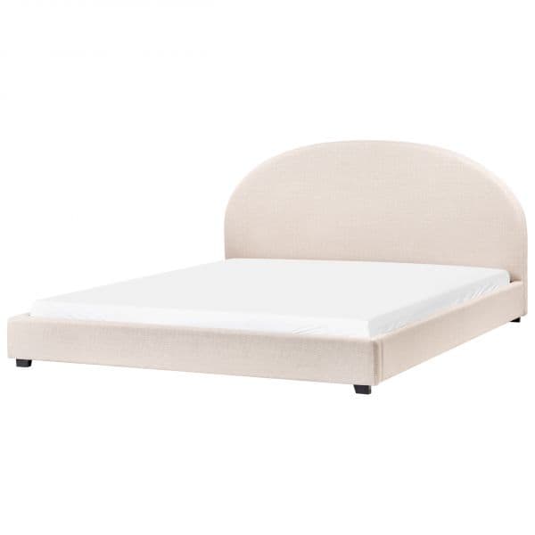 Beliani Cama de Casal Estofada em Tecido Creme Claro 180 x 200 cm para Quarto Minimalista