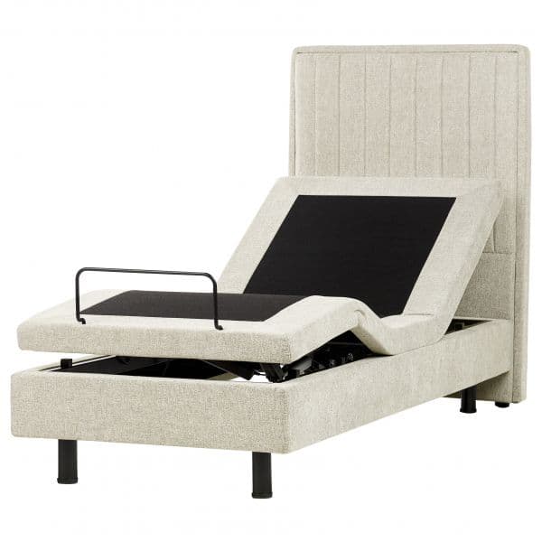 Beliani Cama Eletricamente Ajustável em Tecido Creme 80 x 200 cm com Comando Remoto