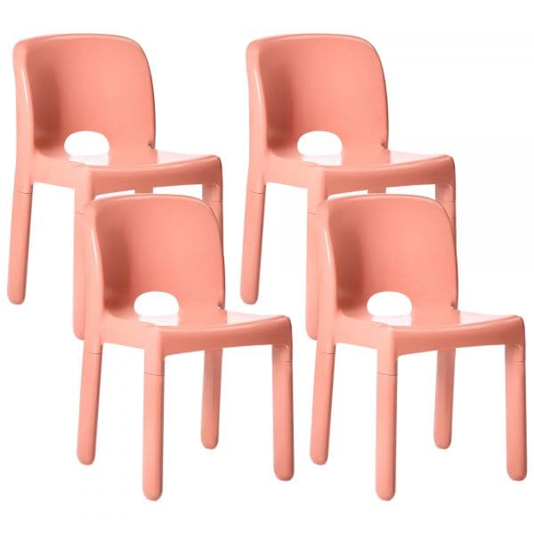 Beliani Conjunto de 4 Cadeiras de Jardim em Plástico Coral para Interior e Exterior Peças Empilháveis sem Braços