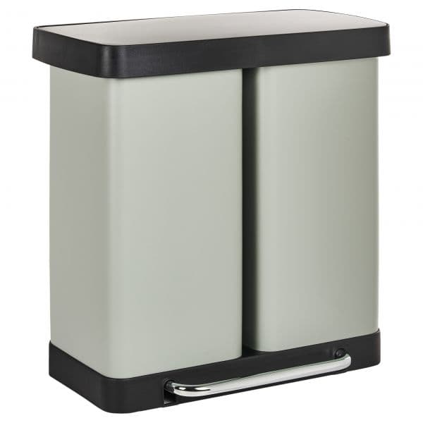 Beliani Caixote do Lixo Duplo 60L com Pedal e Tampa em Material Sintético e Ferro Verde Claro