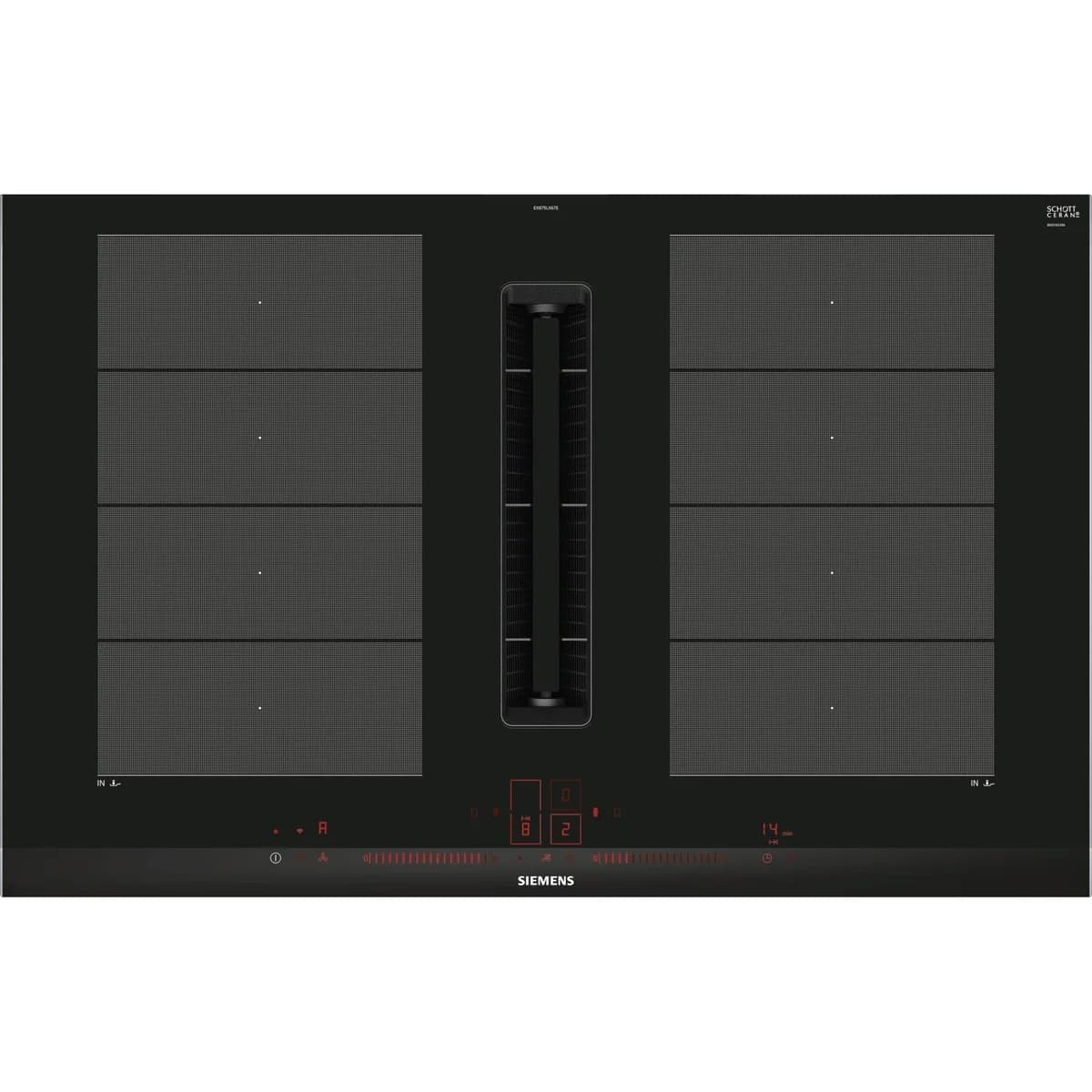 Siemens iQ700 EX875LX67E placa Preto, Aço inoxidável Encastre 80 cm Placa com zona de indução 4 zona(s)