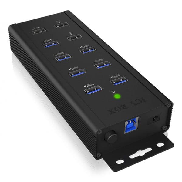 Raidsonic IB-HUB1703-QC3 Hub USB 3.0 7 Portas + 3x Carregamento Rápido Preto