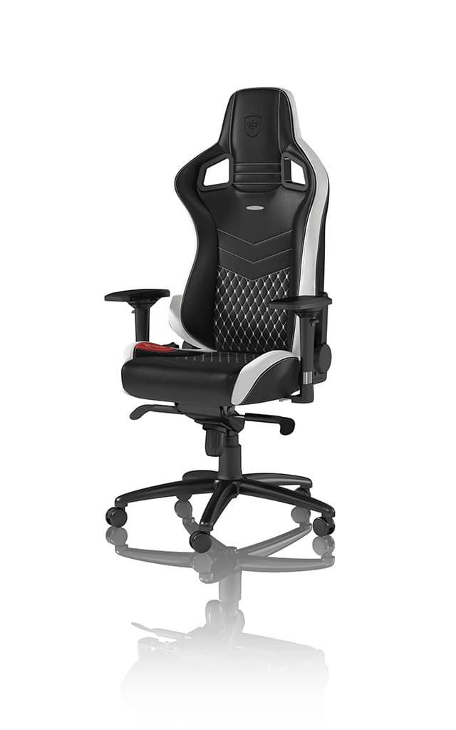 Cadeira Noblechairs EPIC Real Leather Preto / Branco / Vermelho