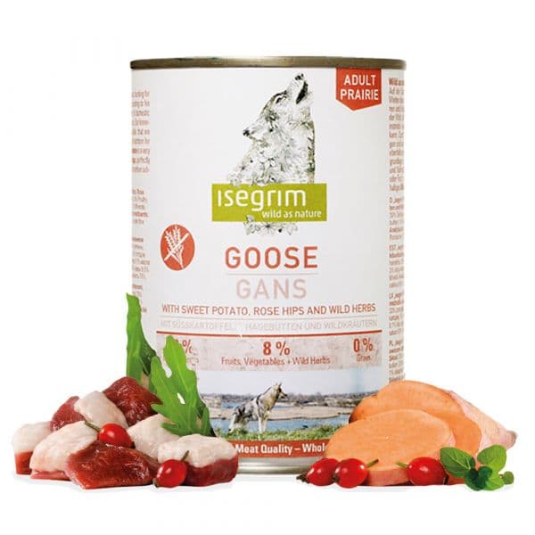 Ração Húmida Isegrim Super Premium Ganso com Batata Doce, Roseira Brava e Ervas 400 gr