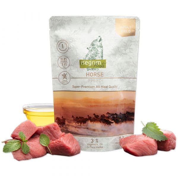 Ração Húmida Isegrim Roots Monoprotein Super Premium Cavalo, Vegetais e Óleo de Linhaça 410 gr