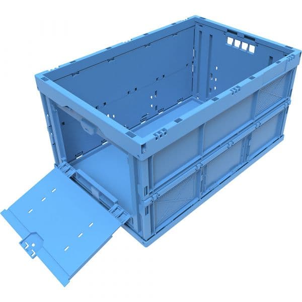Kaiser+Kraft Caixa Dobrável em Polipropileno, Capacidade 65 L, Fechado com Tampa de Remoção Lado da Frente, Azul, sem Tampa Azul