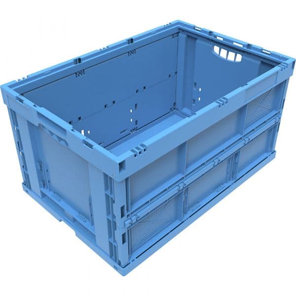 Kaiser+Kraft Caixa Dobrável em Polipropileno, Capacidade 65 L, Versão Fechada, Azul, sem Tampa, Empilhável Azul