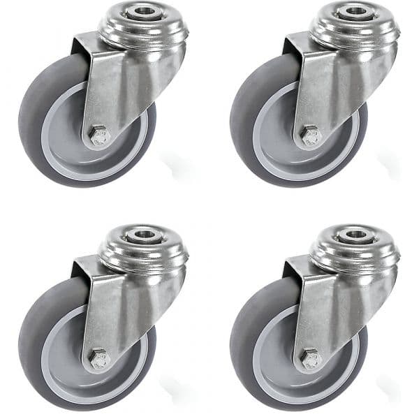Proroll Conjunto de Pneus em Borracha Termoplástica, Corpo em Aço Inoxidável, Olhal Atrás, 4 Rodas Orientáveis, Ø da Roda X Largura 50 X 19 mm - M2430873-487222