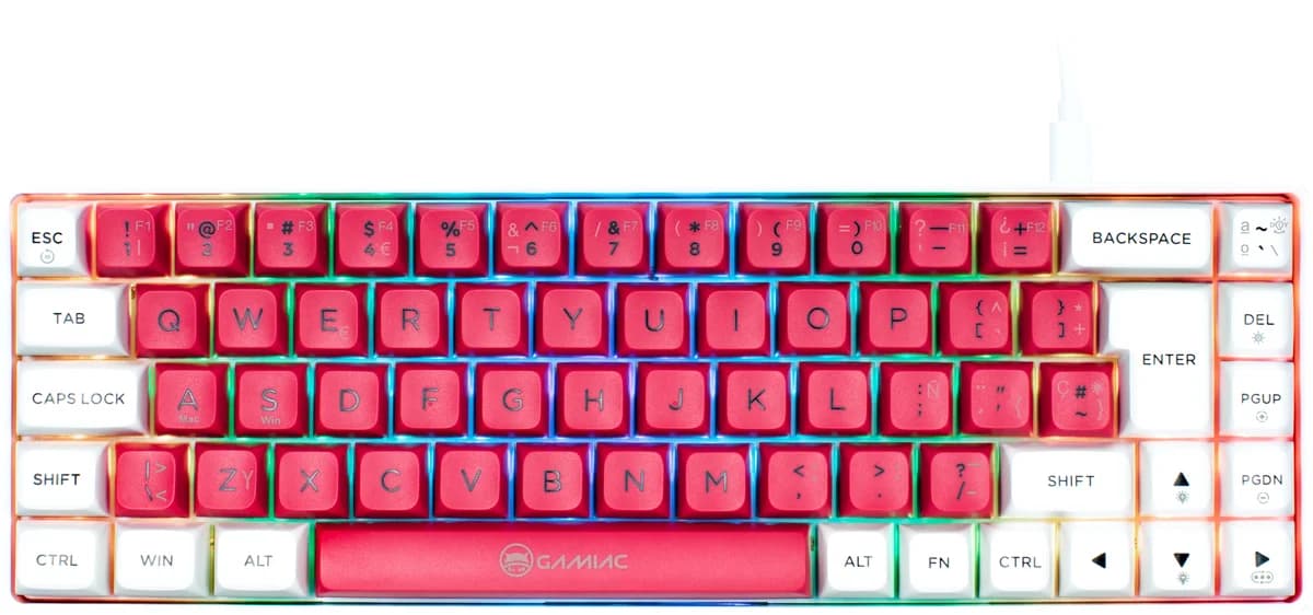Teclado Mecânico GAMIAC TKL RGB69G SF Kailh Blue Branco/Rosa (ES)