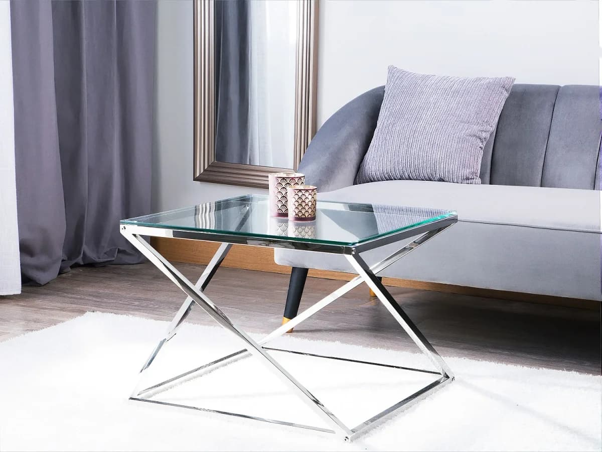 Mesa de centro BEVERLY Vidro Prateado